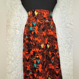 Lula Roe Cassie Pencil skirt Vibrant Geometric Print Skirt